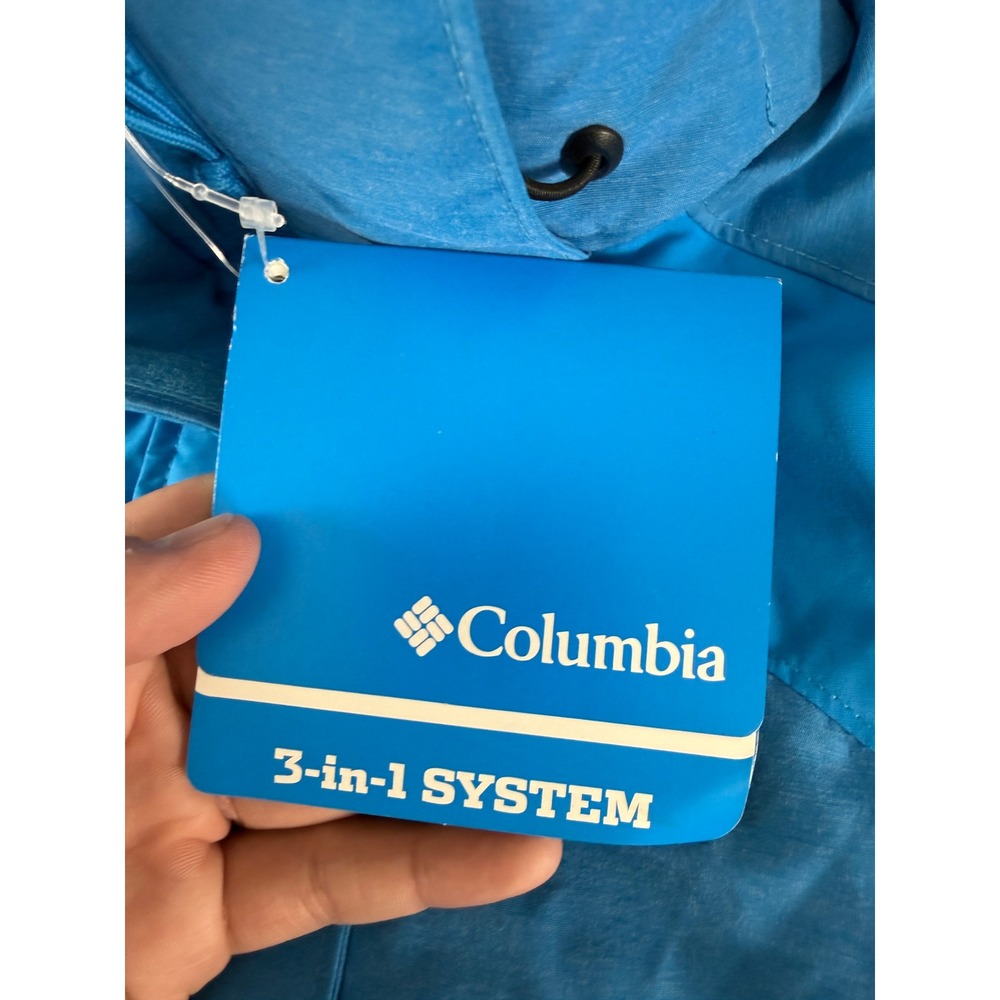 New Columbia Size L 3-in-1 Interchange Hooded Winter Ski Jacket Blue Long Sleeve - Picture 7 of 13